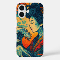Orientalischer Vektor abstrakt Geisha Kanagawa Wel