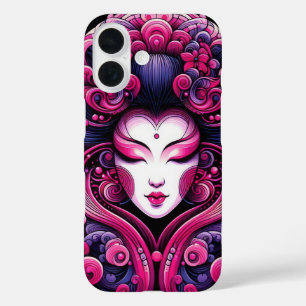 Orientalischer Vektor abstrakt Geishas rosa Wellen iPhone 16 Hülle