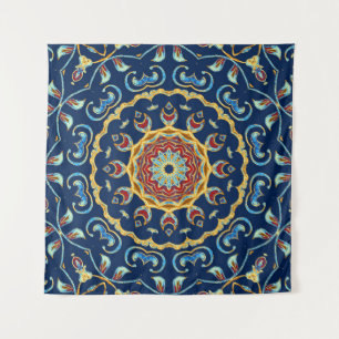 Orientalischer Wasserfarben-Blumen-Mandala-Teppich Wandteppich