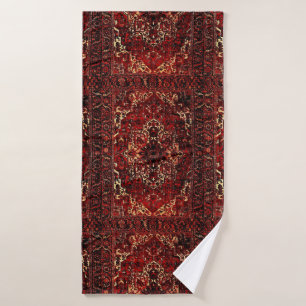 Orientalischer Wolldeckeentwurf in dunkelrotem Badhandtuch Set