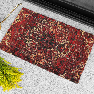Orientalischer Wolldeckeentwurf in dunkelrotem Fußmatte