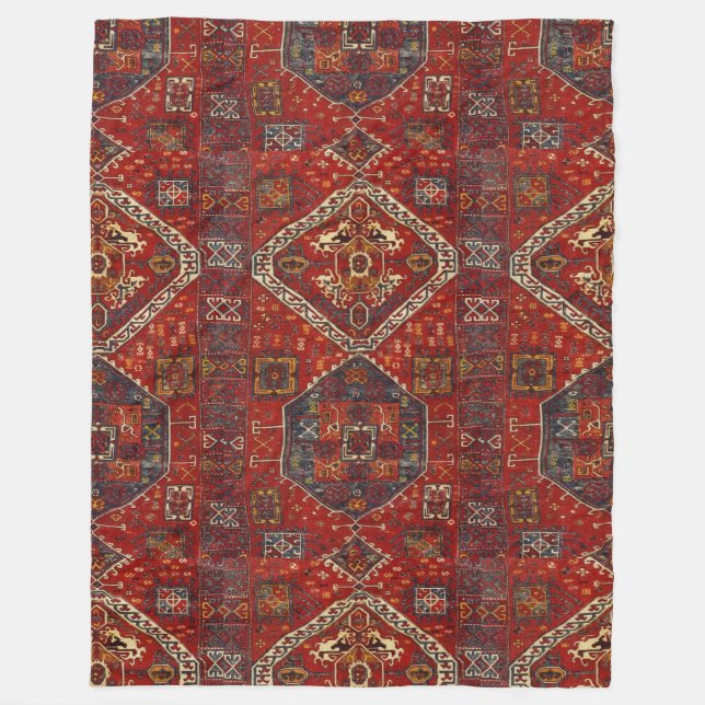 Orientalischer Wolldeckeentwurf in dunkelrotem no5 Fleecedecke (Vorderseite)