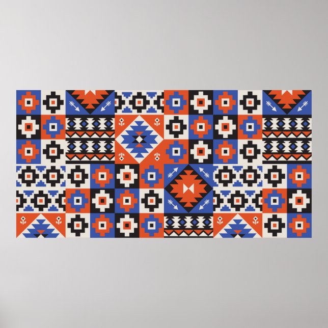 Orientalisches geometrisches nahtloses Muster. Eth Poster (Vorne)