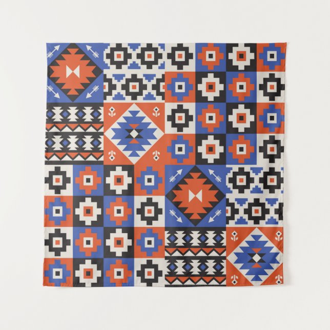 Orientalisches geometrisches nahtloses Muster. Eth Wandteppich (Vorderseite)