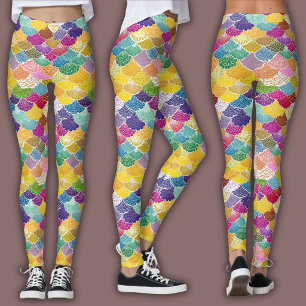 Orientalisches Mosaikmuster Regenbogen Seigaiha Leggings