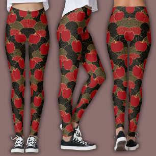 Orientalisches Mosaikmuster   Rote Äpfel und golde Leggings