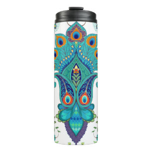 Orientalisches Paisley, Pfauenfeder-Muster. Thermosbecher