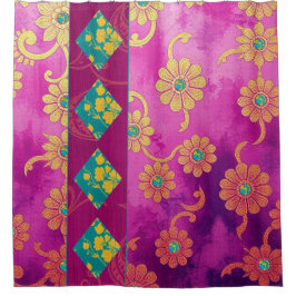 Orientalisches Rosa Türkisblau - Duschvorhang
