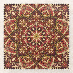 Orientalisches Rot: Vintager Blumenteppich Glasuntersetzer