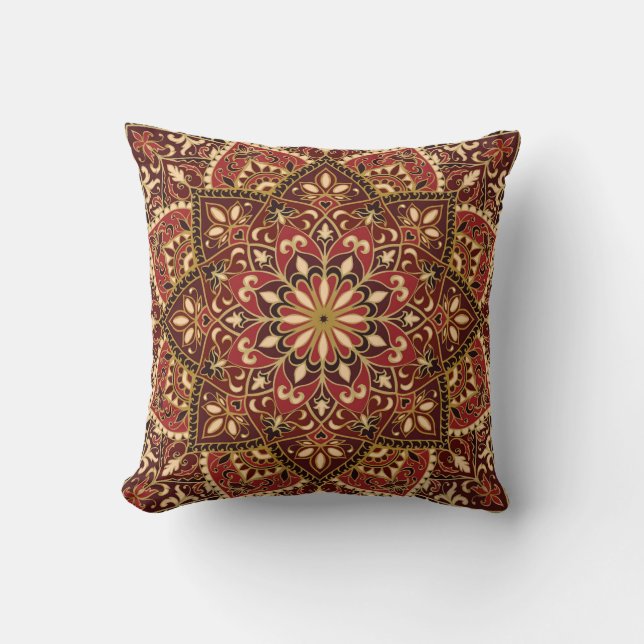 Orientalisches Rot: Vintager Blumenteppich Kissen (Vorderseite)