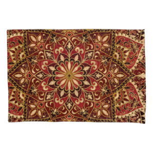 Orientalisches Rot: Vintager Blumenteppich Kissenbezug