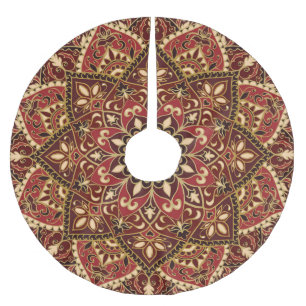 Orientalisches Rot: Vintager Blumenteppich Polyester Weihnachtsbaumdecke