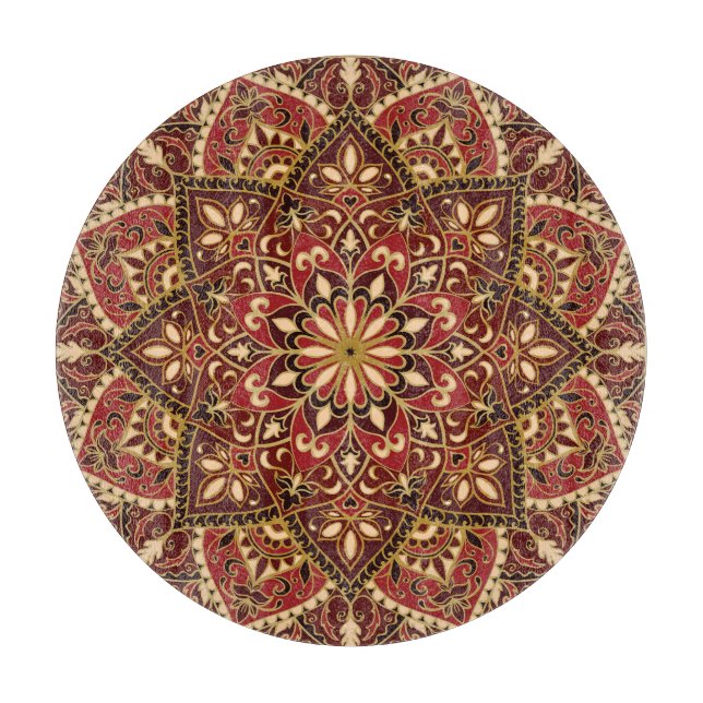 Orientalisches Rot: Vintager Blumenteppich Schneidebrett (Vorderseite)