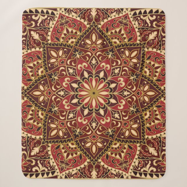 Orientalisches Rot: Vintager Blumenteppich Sherpadecke (Vorderseite)