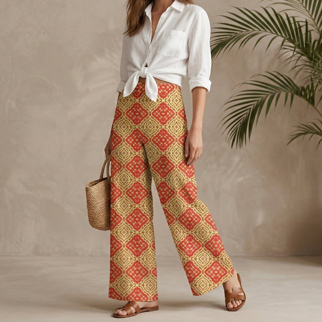 Orientalisches rotes und gelbes Mosaikmuster Stoff (Von Creator hochgeladen)