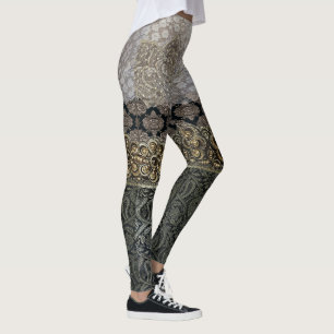 Orientalisches Silber-u. Goldspitze-Strumpfband Leggings