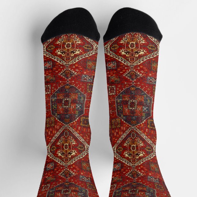 Orientalisches Teppichdesign in dunkelrot Socken (Oben)