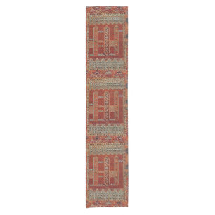 Orientalisches Teppichdesign in Orange Kurzer Tischläufer