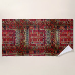Orientalisches Teppichdesign in Orangen Strandtuch