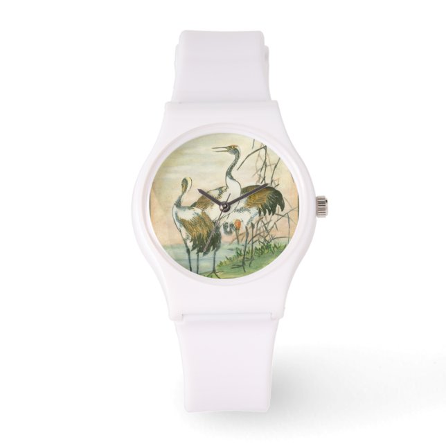 Orientalkrane am Wasser Armbanduhr (Vorderseite)