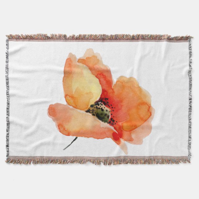Oriential Poppy Warm Woven Throw Blanket Decke (Vorderseite)