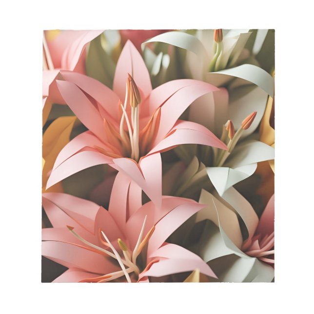 Origami Art-Blooms of Elegance: Symphony of Lilies Notizblock (Vorderseite)