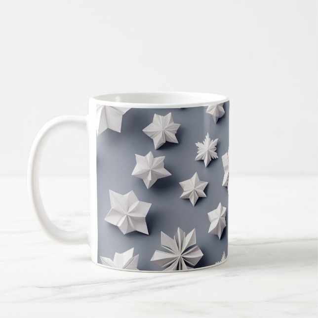 Origami Art - Frozen Elegance: Dazzling Schneefloc Kaffeetasse (Links)