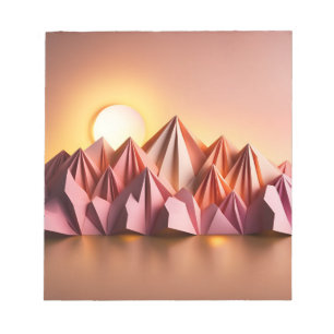 Origami Art - Majestic Mountains Bathed in Sunset Notizblock
