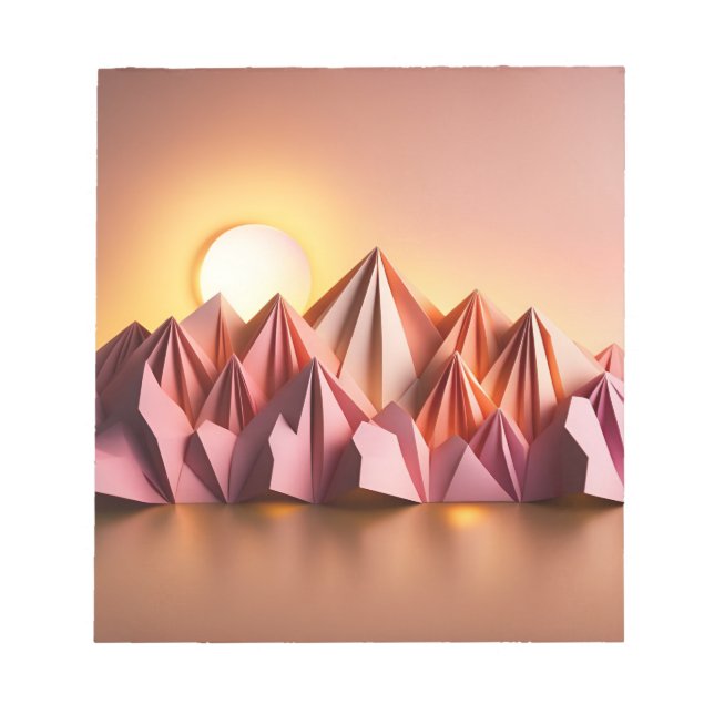Origami Art - Majestic Mountains Bathed in Sunset Notizblock (Vorderseite)
