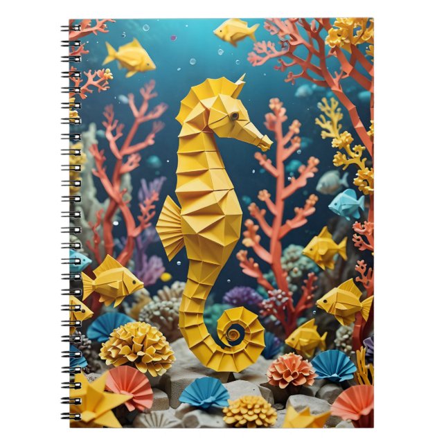Origami-Back-to-School-Seepferdchen Notizblock (Vorderseite)