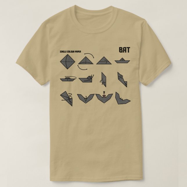 Origami Bat Instructional T-Shirt (Design vorne)