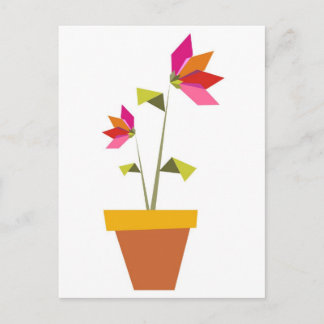 Origami-Blume in einem Topf Postkarte