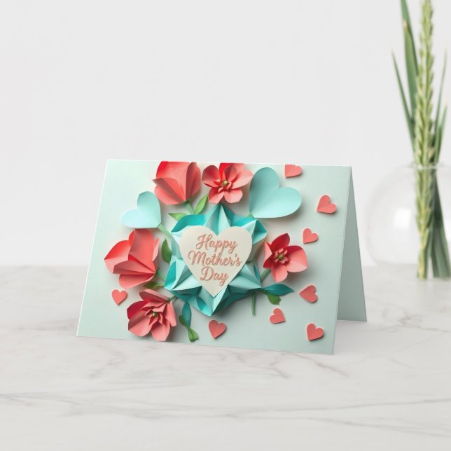 Origami-Blumen-Muttertagskarte (3) Feiertagskarte (Vorderseite)