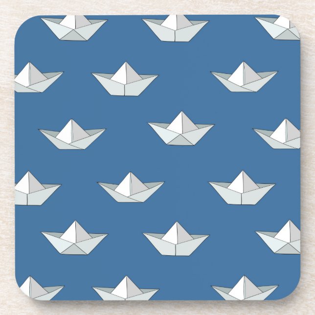 Origami Boote auf dem Wasser-Muster Getränkeuntersetzer (Vorderseite)