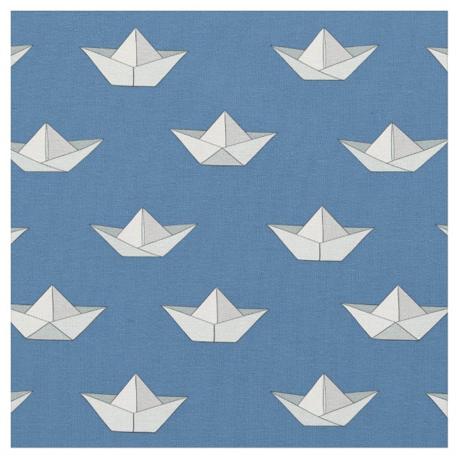 Origami Boote auf dem Wasser-Muster Stoff (Nahaufnahme)