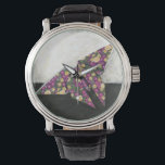 Origami Butterfly auf Blumenpapier Armbanduhr<br><div class="desc">Float wie ein Schmetterling mit diesem schönen Origami-Stück von Chariklia Zarris. Ein hübsches Blumenpapier wurde verwendet,  um den Origami-Schmetterling zu kreieren,  und die Purpel,  Gelb und Grüntöne springen einfach vom Stück ab. Kaufen Sie Ihre Kopie noch heute!</div>