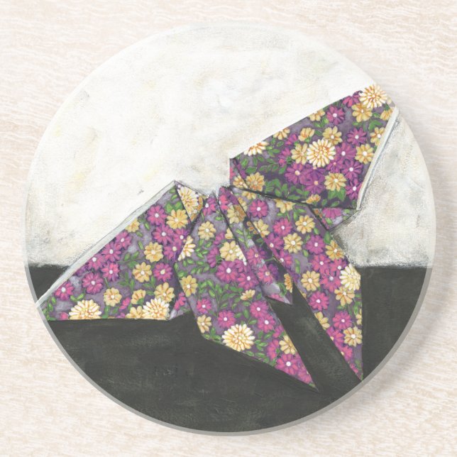 Origami Butterfly auf Blumenpapier Untersetzer (Vorne)