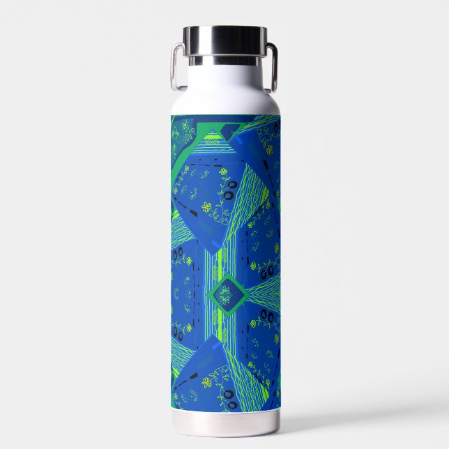 Origami Chintz (L) Blue Green Trinkflasche (Vorne)