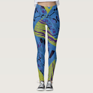 Origami Chintz (L) Blue Indigo Olive Black Leggings