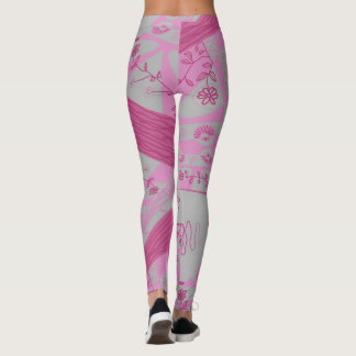 Origami Chintz (L) Dusty Pink Gray Leggings
