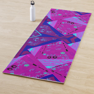 Origami Chintz (L) Fuchsia Turquoise Blue Magenta Yogamatte