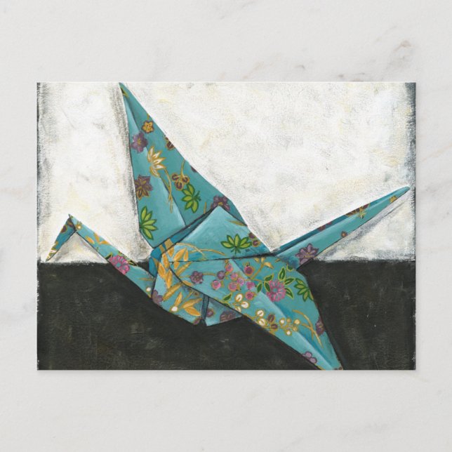 Origami Crane mit Blumenbezeichnungen Postkarte (Vorderseite)