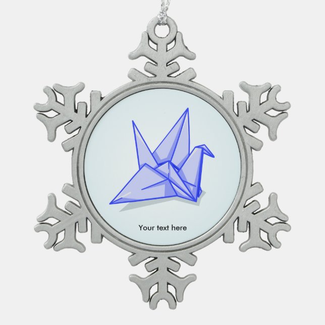 Origami Crane Paper Craft Schneeflocken Zinn-Ornament (Vorderseite)