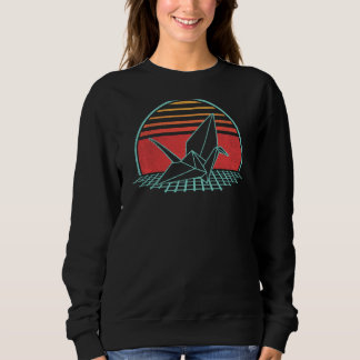Origami Crane Retro Vintag 80er Style Sweatshirt