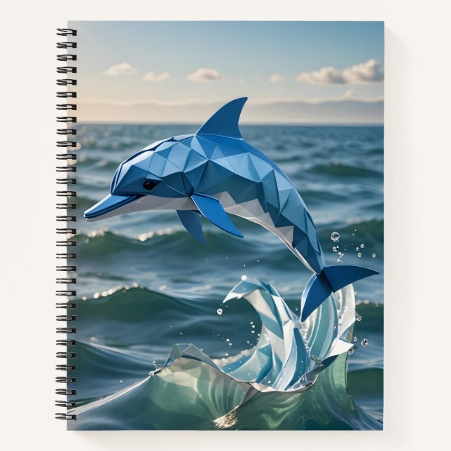Origami-Delphin zurück in die Schule Notizbuch (Vorderseite)