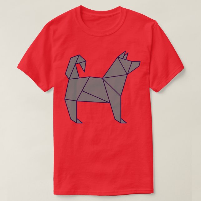 Origami Dog japanische Papierkunst Origami husky T-Shirt (Design vorne)