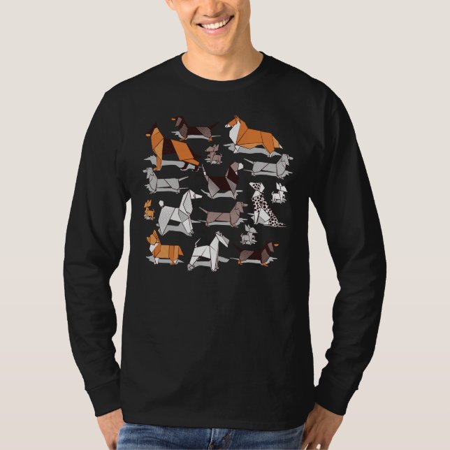 Origami Doggie Friends Weißes Hintergrundpapier Ch T-Shirt (Vorderseite)