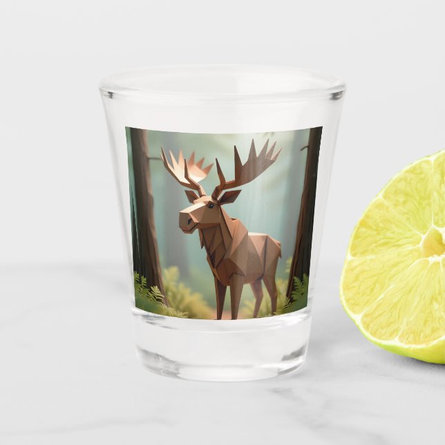 Origami-Elch  Schnapsglas (Vorderseite)