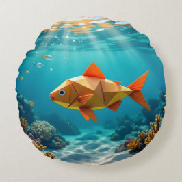 Origami fish and seahorse ocean rundes kissen