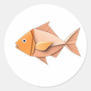 Origami Fish in geometrischem Stil Runder Aufkleber